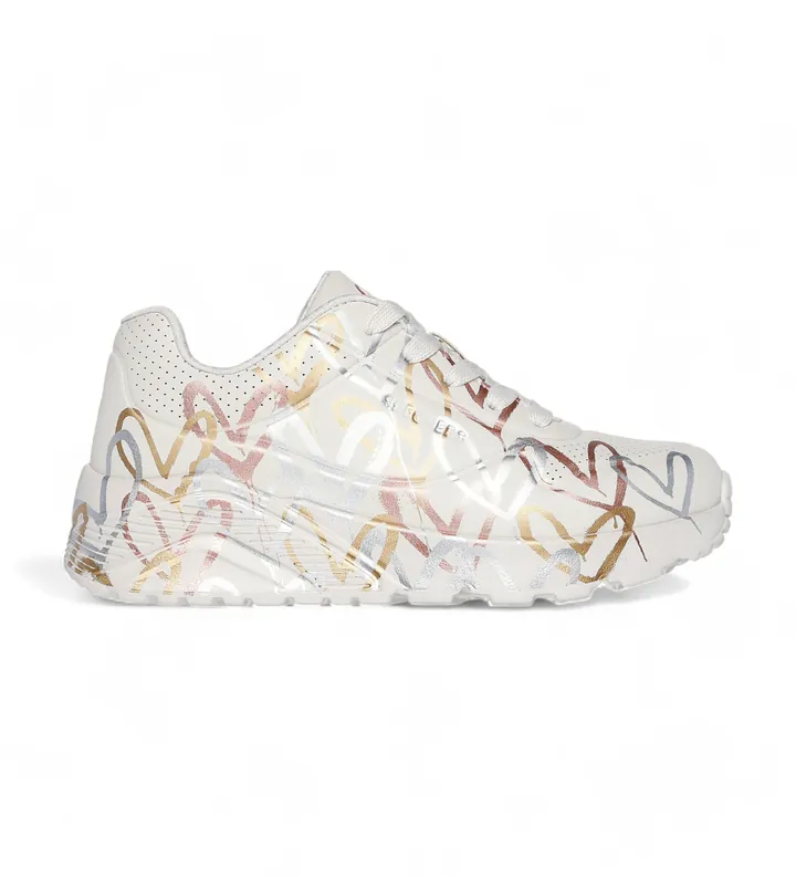 Skechers para mujer/niña. 314067L Zapatillas x JGoldcrown: Uno Lite - Metallic Love beige (27), 3 a 5cm, Cordones, Casual, moda infantil