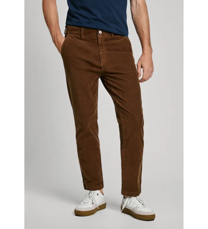 Pepe Jeans para hombre. PM211758 Pantalón Chino Slim Corduroy marrón (29), Casual, Algodón