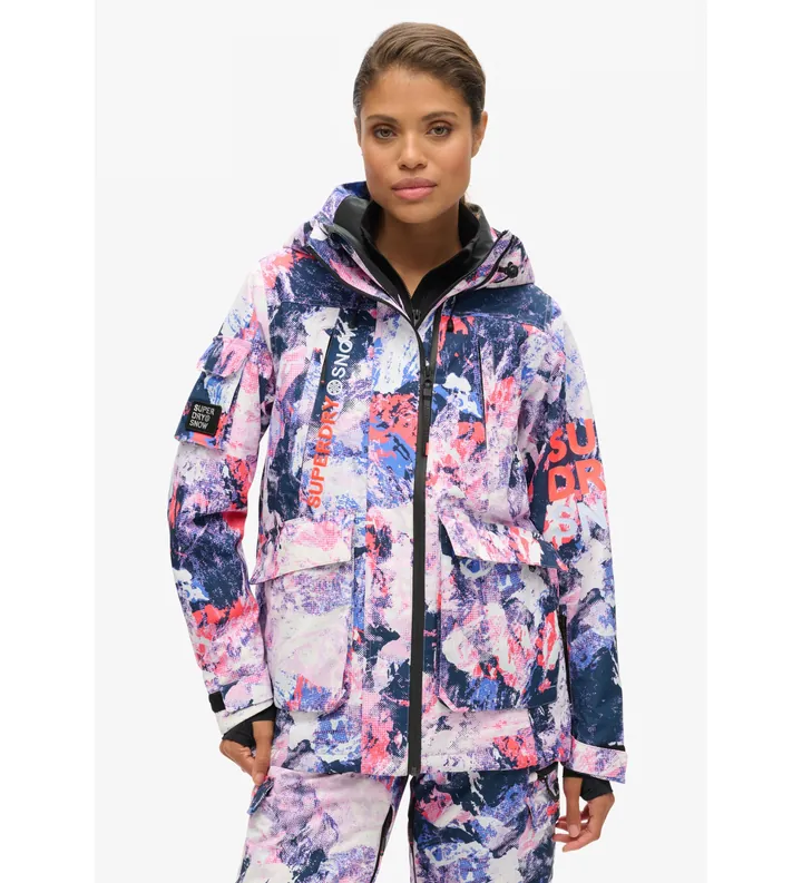 Superdry para mujer. WS110165A Chaqueta de rescate de esquí Ultimate multicolor (L), Deportivo, Nieve, Poliéster Reciclado, Sostenible