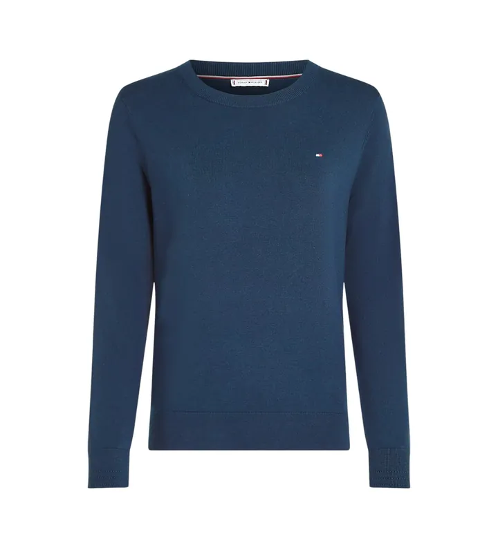 Tommy Hilfiger para mujer. WW0WW44984 Jersey de cuello redondo azul (L), Casual, Algodón