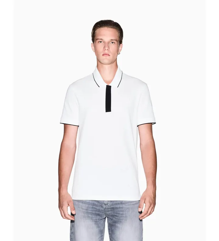 A|X Armani Exchange para hombre. XM001285AF10366U0009 Polo Ideal (L), Blanco, Casual, Algodón, Manga corta