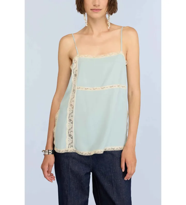 Semicouture para mujer. S6SU60 Top Winter verde (42), Casual, Viscosa, Sin mangas / Tirantes