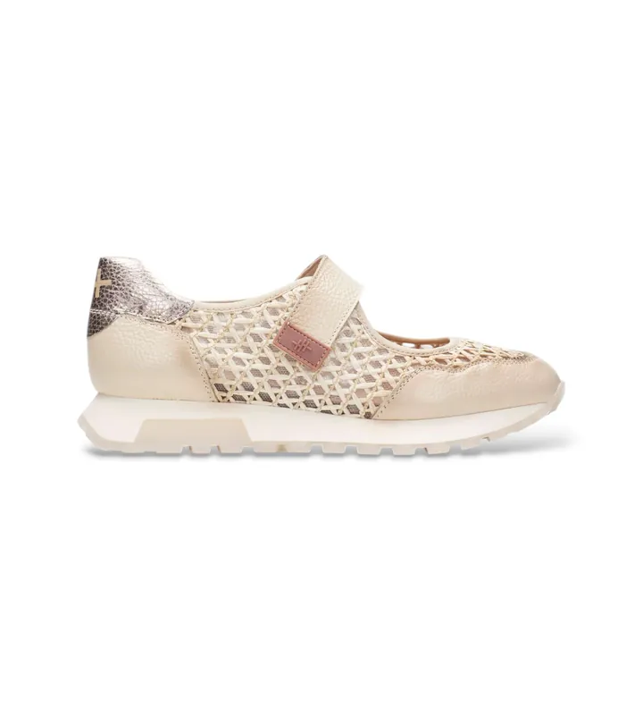 Hispanitas para mujer. RHV264622 Zapatillas Oregon beige (36), Piel, Plano, Velcro, Casual