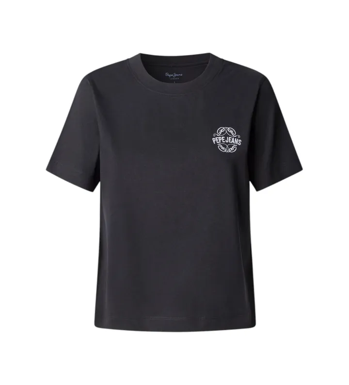 Pepe Jeans para mujer. PL5000161 Camiseta Natalia negro (L), Casual, Algodón, Manga corta