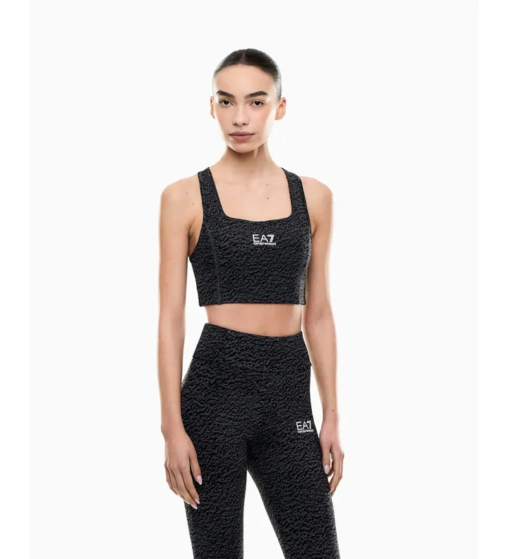 EA7 para mujer. 7W000918_AF13418 Top Vigor7 Lab negro (L), Deportivo, Poliamida, Sin mangas / Tirantes