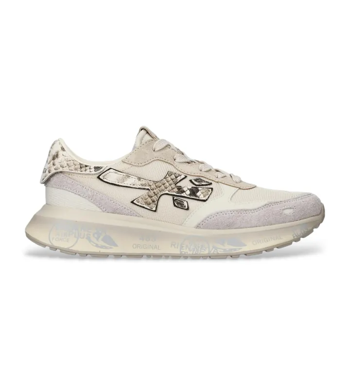 Premiata para mujer. LAURYN Zapatillas Lauryn blanco (36), Piel, Plano, Cordones, Casual