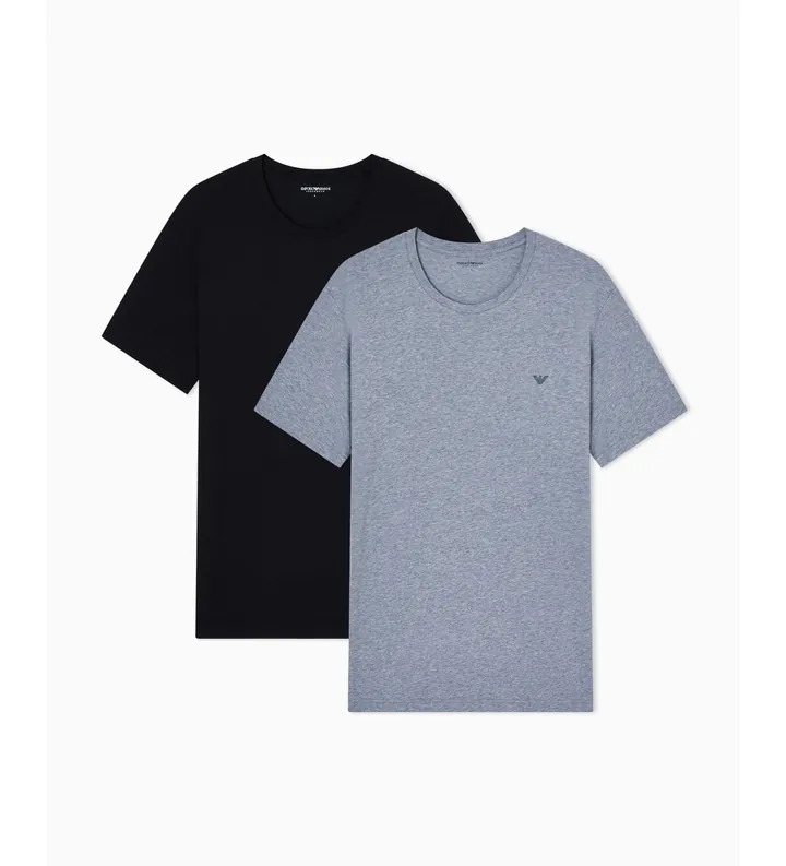 Emporio Armani para hombre. EM000391_AF18881 Set 2 Camisetas Endurance gris, negro (L), Homewear, Algodón, Manga corta