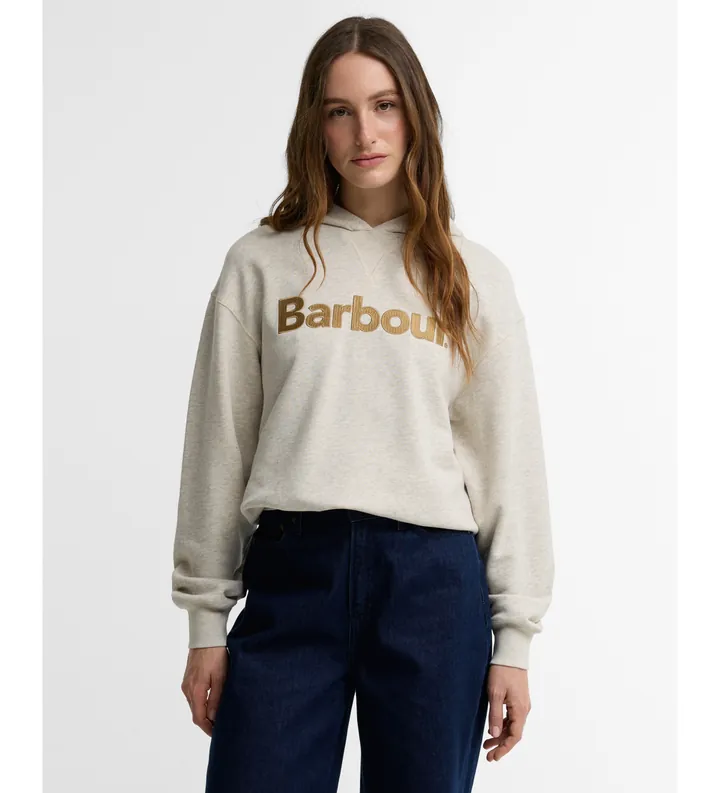 Barbour para mujer. LOL0673 Sudadera con capucha Hartland gris claro (L), Casual, Sintético