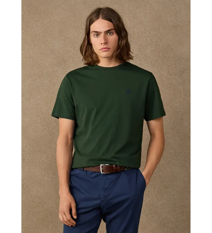 Hackett London para hombre. HM5000147 Camiseta H Small Logo verde (L), Casual, Algodón, Manga corta