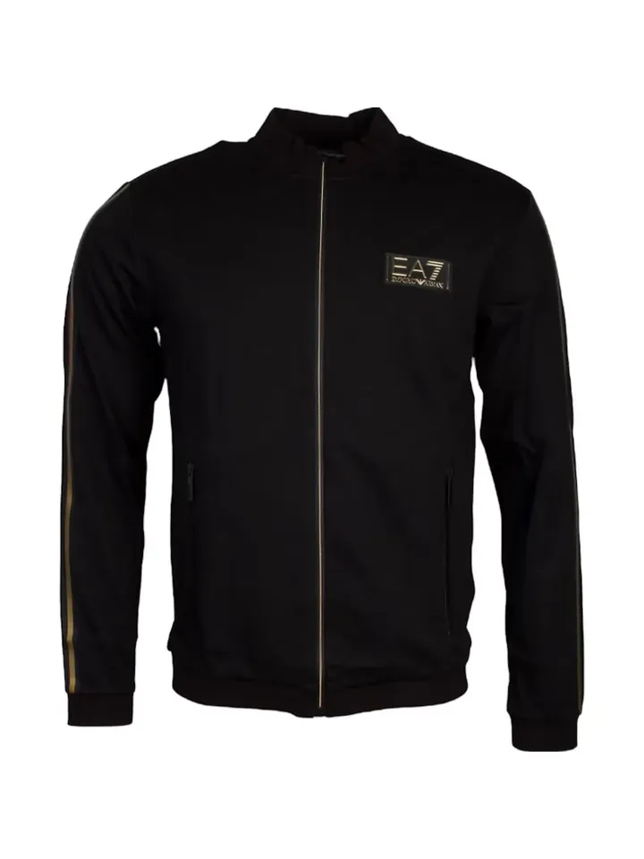 EA7 Emporio Armani Sudadera con cremallera negro / blanco