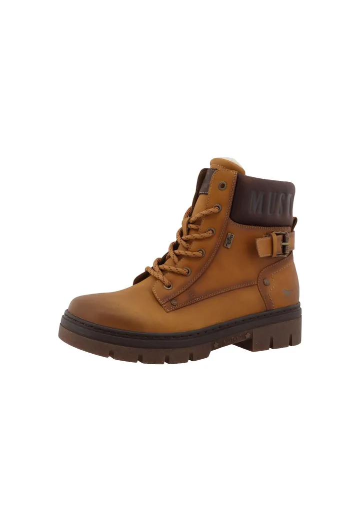 MUSTANG Botines con cordones chocolate / umbra / negro