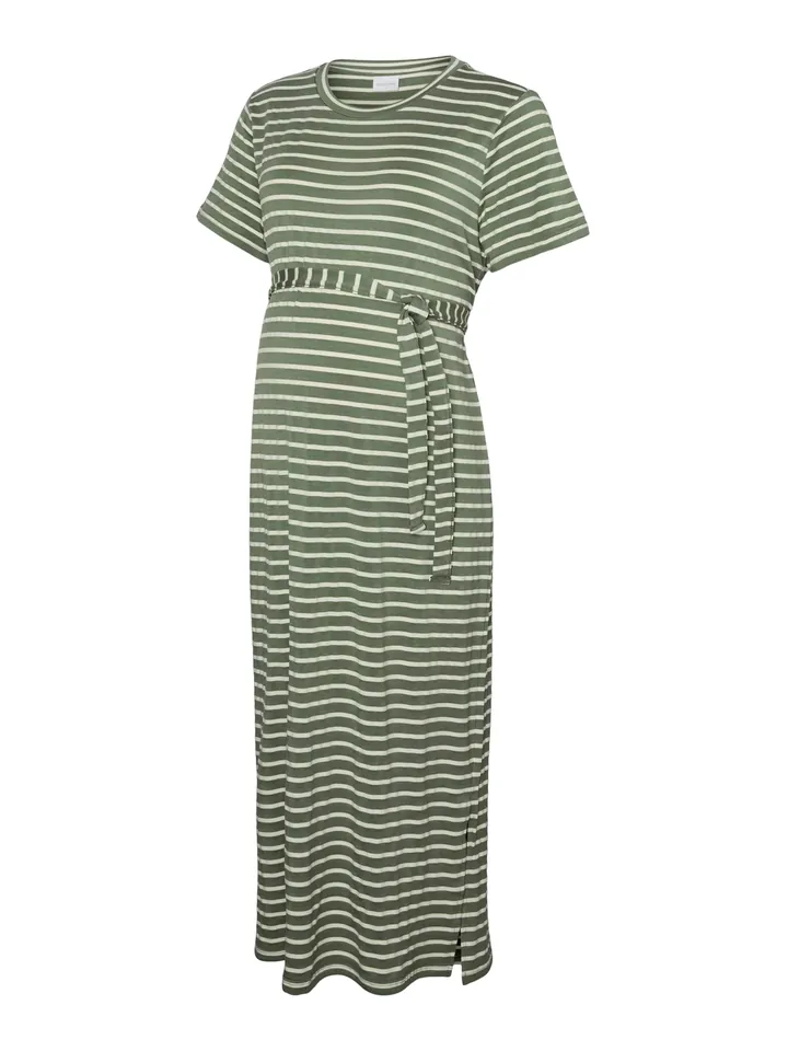 MAMALICIOUS Vestido 'MLAmila' oliva / blanco