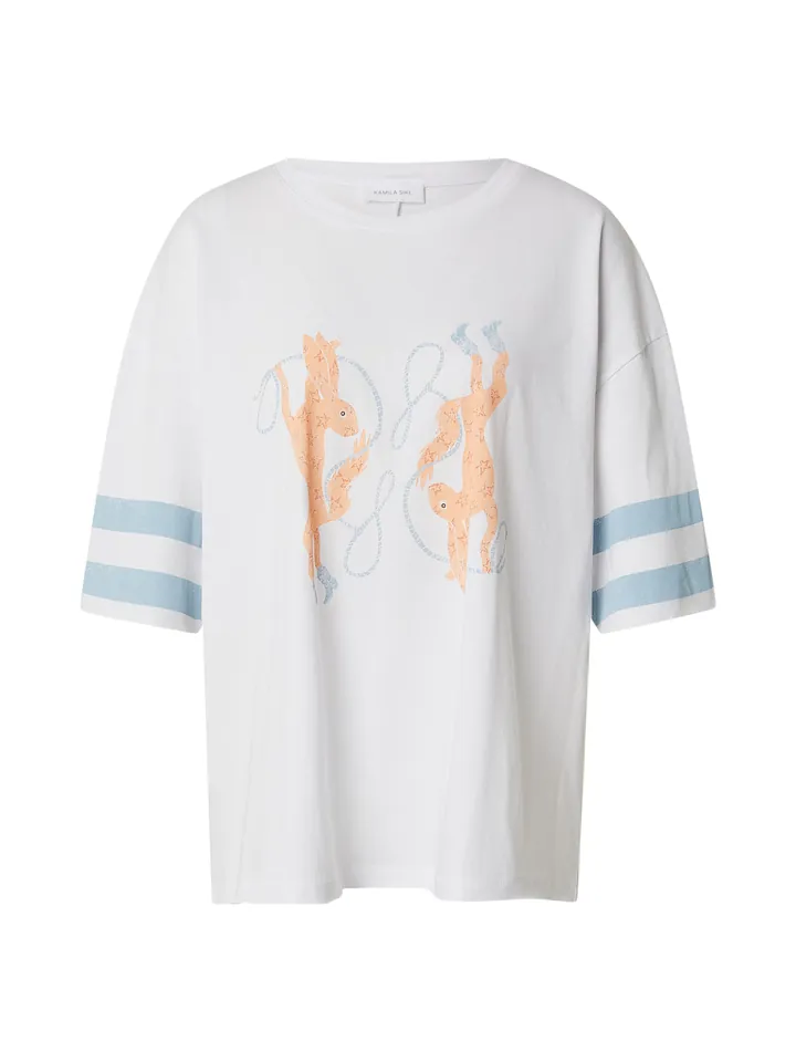 Kamila Šikl Camiseta azul claro / naranja / blanco