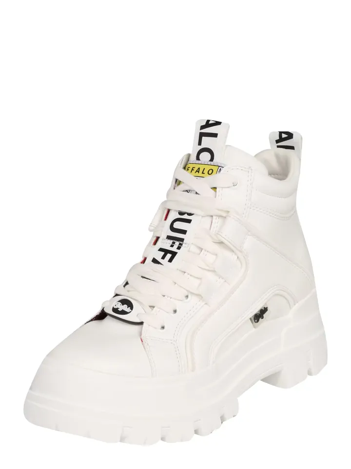 BUFFALO Botines con cordones 'Aspha' amarillo / negro / blanco / offwhite