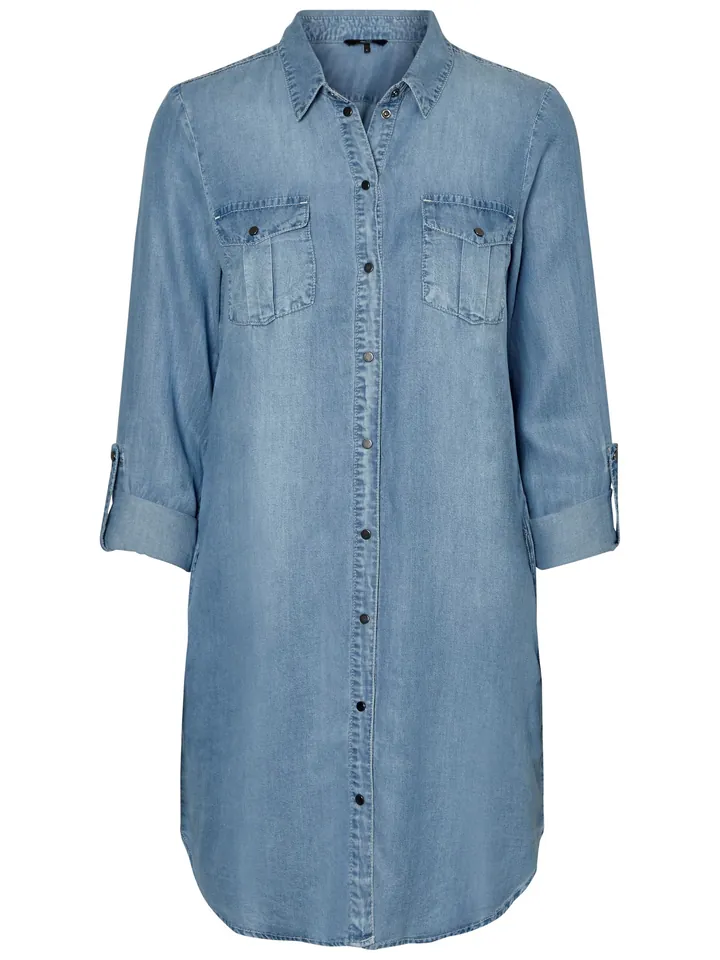 VERO MODA Vestido camisero 'VMSilla' azul denim