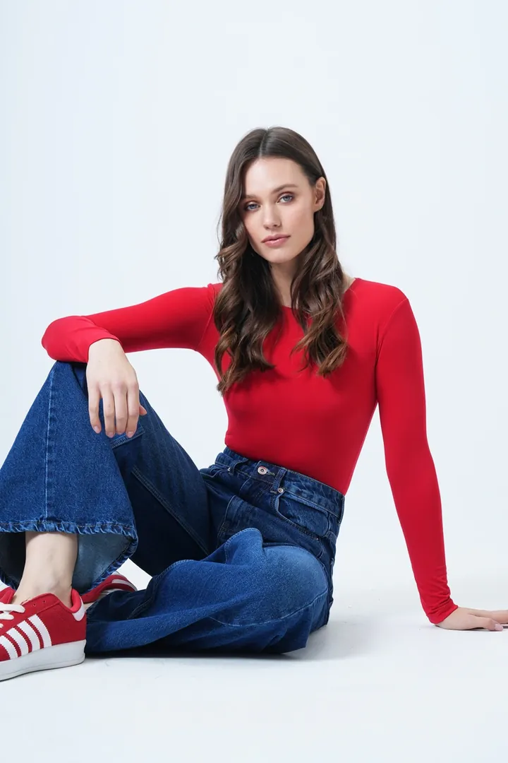 Trend Alaçatı Stili Camiseta rojo vivo