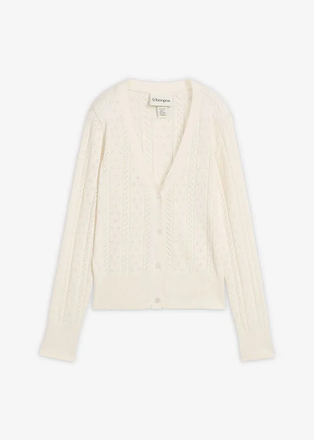 Chaqueta de punto ajour con mezcla de seda