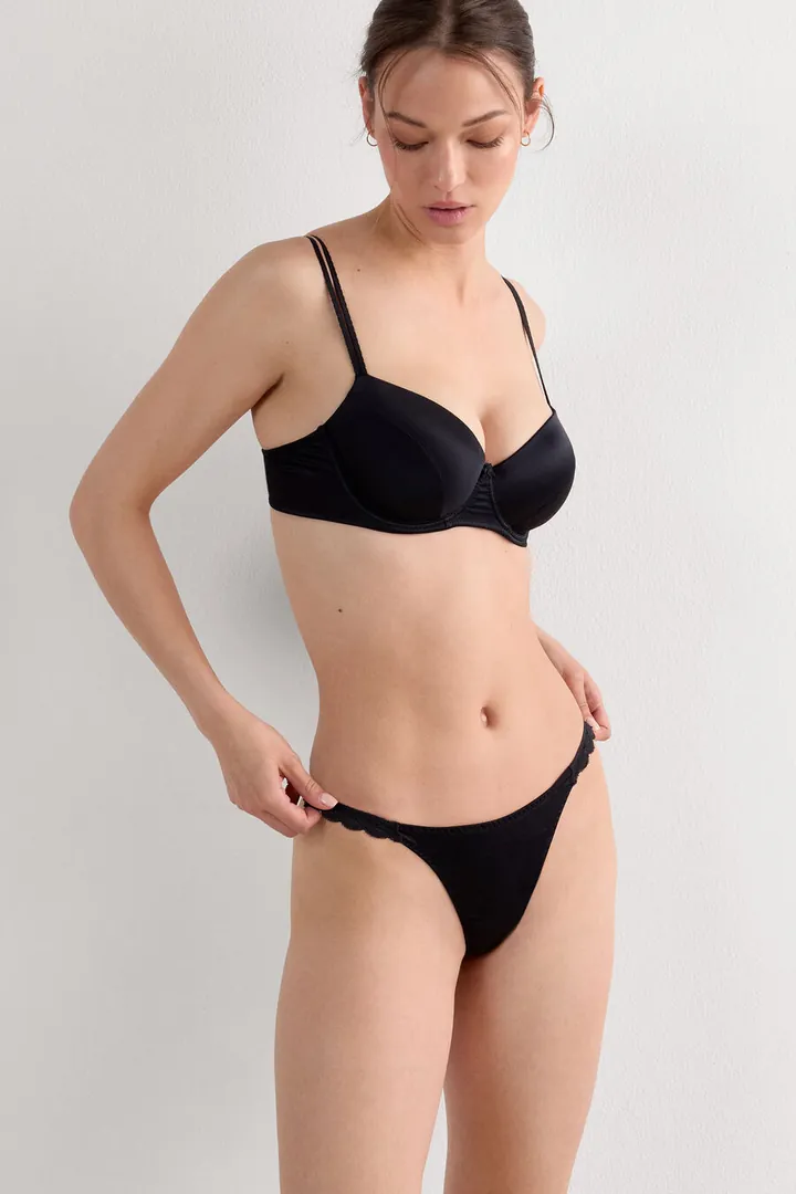 Intimissimi Tanga de Seda y Encaje Mujer Azul Tamaño L