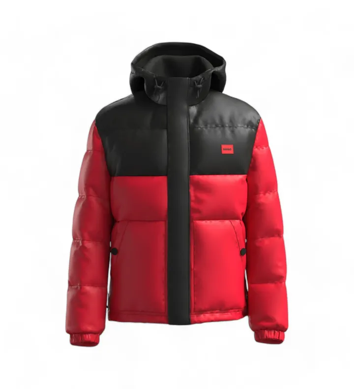 HUGO para hombre. 50525210 Chaqueta acolchada rojo, negro (L), Casual, Algodón, Poliamida