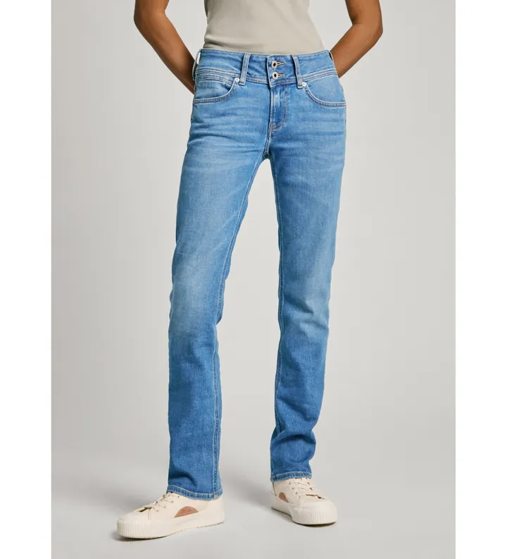 Pepe Jeans para mujer. PL204729MQ4 Jeans Slim Lw azul (24/32), Casual, Algodón, Denim, Sostenible