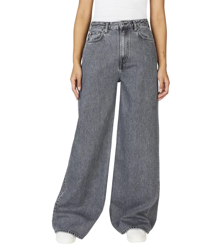 Pepe Jeans para mujer. PL204740UM0 Jeans en fit ancho Jaimy negro (26/32), Casual, Algodón, Denim, Sostenible