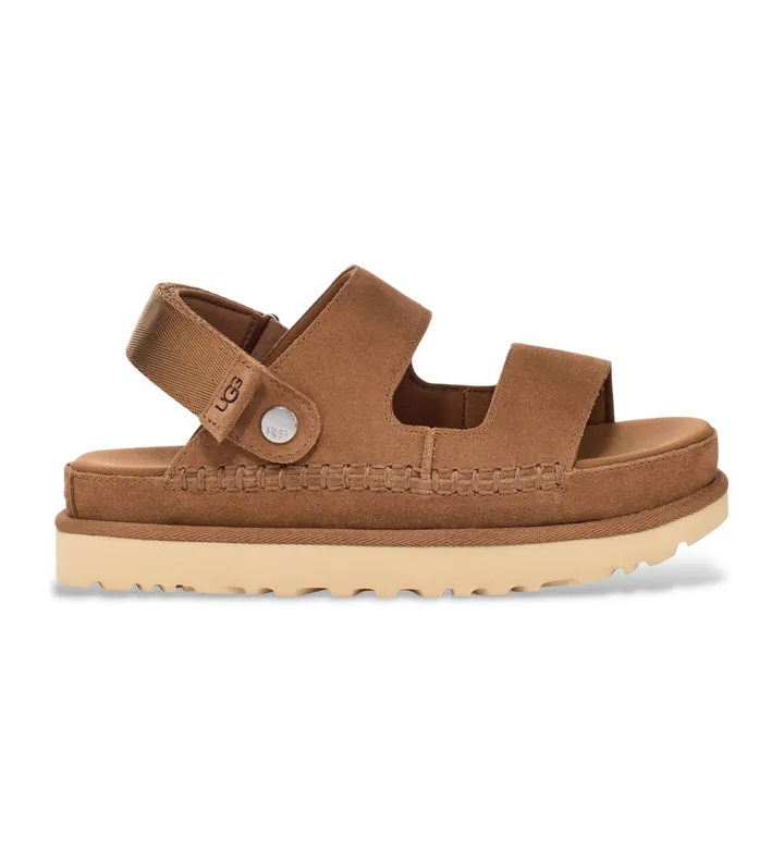 UGG para mujer. 1167399 Sandalias de piel Goldenstar Glide marrón (37), 1 a 3cm, Velcro, Casual