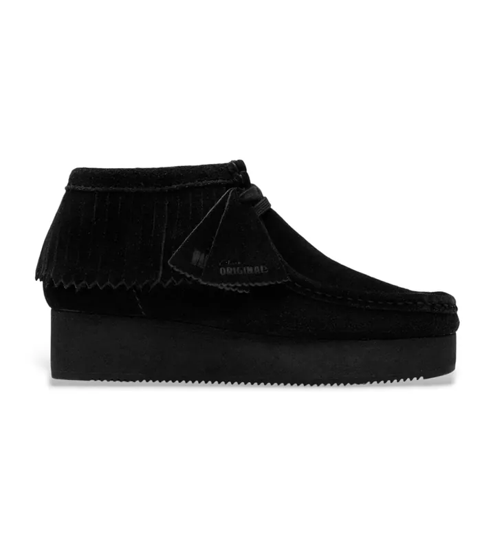 Clarks para mujer. 26182854 Botines de ante Wallabee Wedge Fringe negro (37), 3 a 5cm, Cordones, Casual