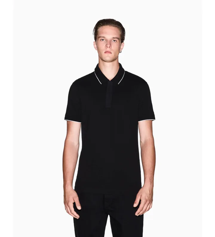 A|X Armani Exchange para hombre. XM001285AF10366UC001 Polo Ideal (L), Negro, Casual, Algodón, Manga corta