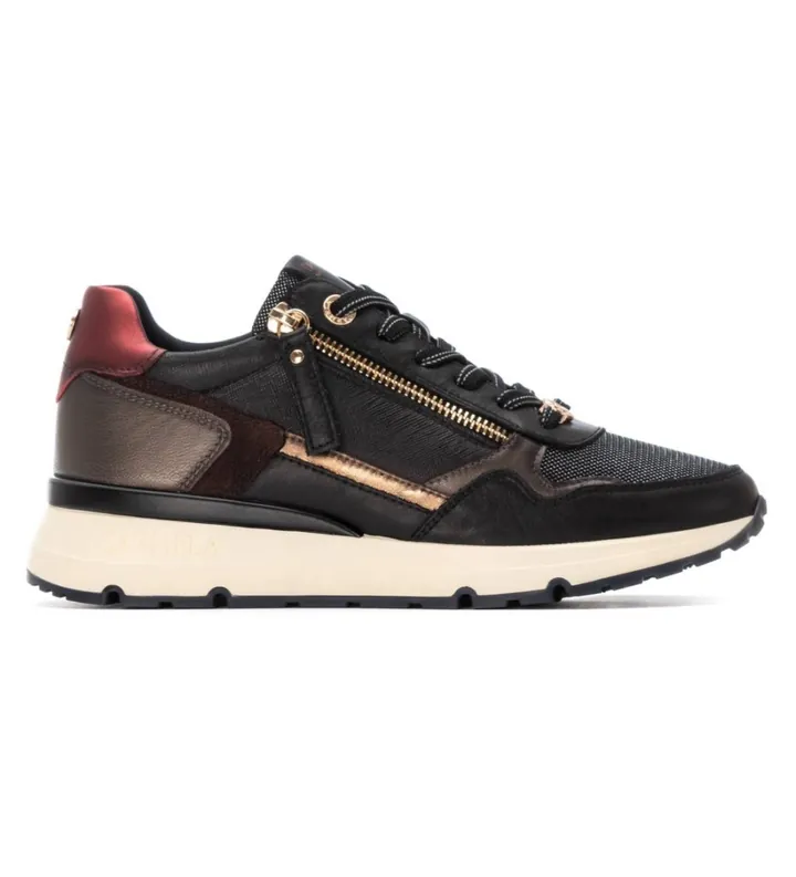 Carmela para mujer. 16251702-NEGRO Zapatillasd de piel 162517 negro (36), Plano, Cordones, Casual