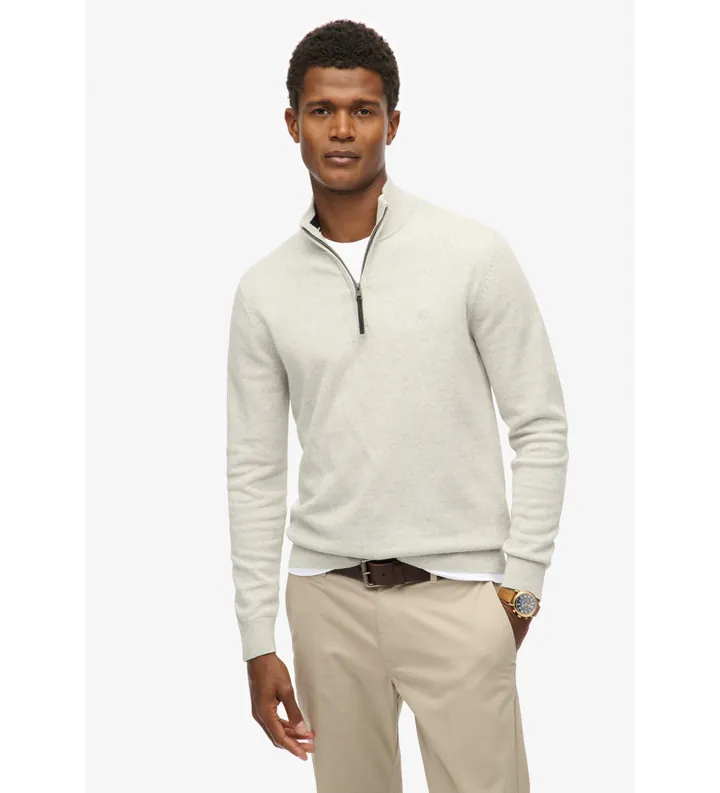 Superdry para hombre. M6110690A Jersey Essentials Half Zip gris (3XL), Casual, Algodón