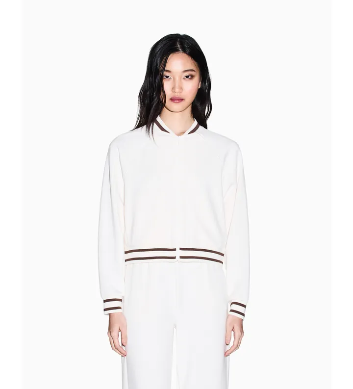 A|X Armani Exchange para mujer. XW002071AF10804U1003 Sudadera Bomber blanca (L), Blanco, Casual, Clásico, Modal, Manga corta