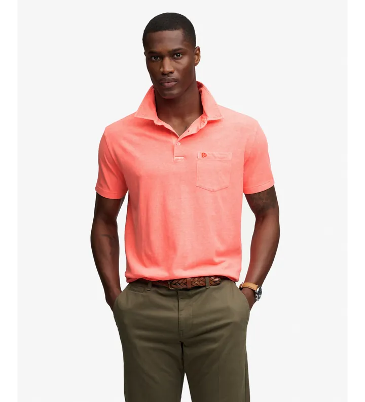 Superdry para hombre. M1110486A Polo Classic Lino coral (L), Casual, Algodón, Manga corta