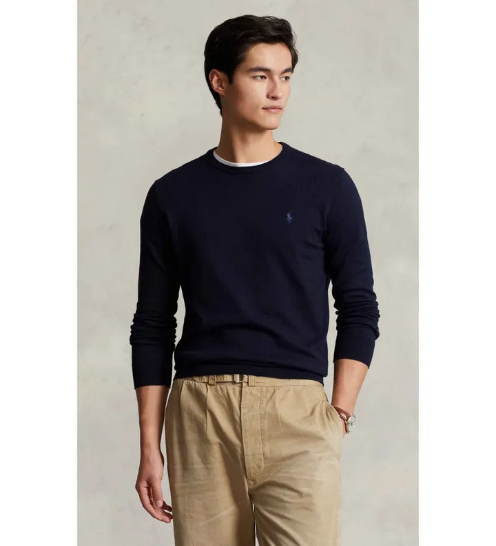 Polo Ralph Lauren para hombre. 710684957001 Jersey de algodón Slim Fit marino (3XL), Casual, Clásico