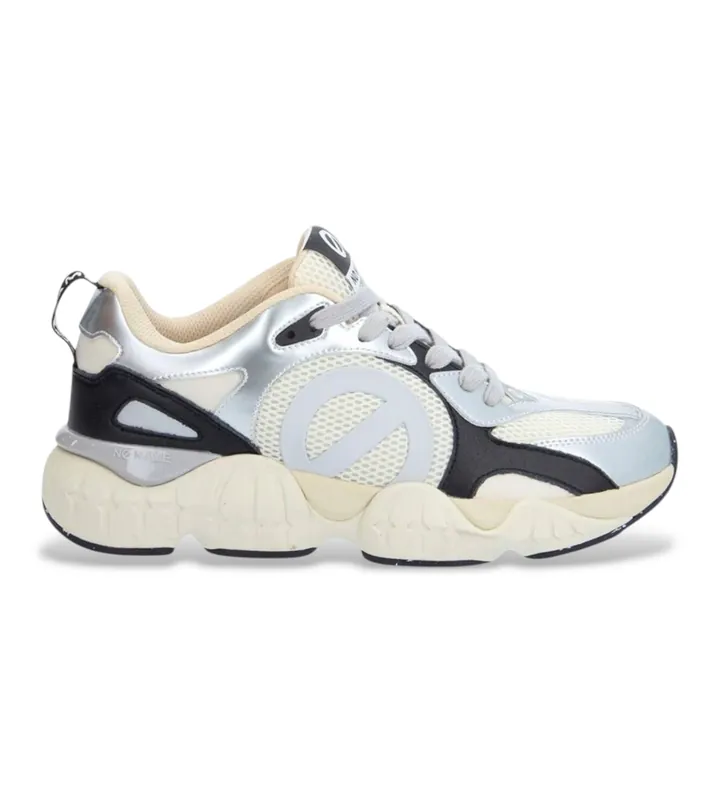 NO NAME para hombre. QNVLMEM Zapatillas de Piel Krazee Runner plateado (41), Plata, Plano, Cordones, Casual, Deportivo