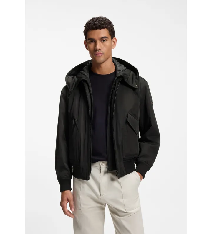 BOSS para hombre. 50560985 Bomber Onorve negro (46), Casual, Poliéster