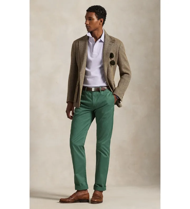 Polo Ralph Lauren para hombre. 710690138064 Pantalón chino Bedford Straight Fit verde (30/32), Casual, Algodón
