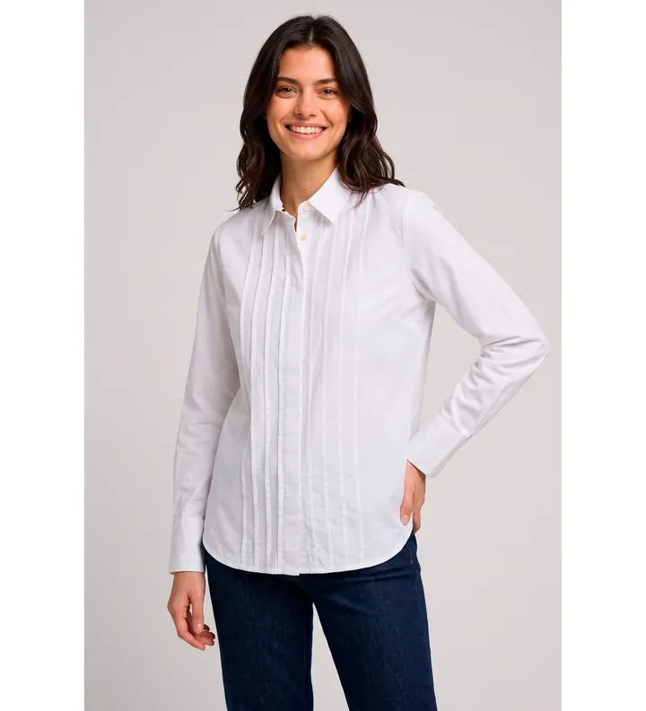 Barbour para mujer. LSH1771 Camisa Adalyn blanco (L), Casual, Algodón, Manga larga
