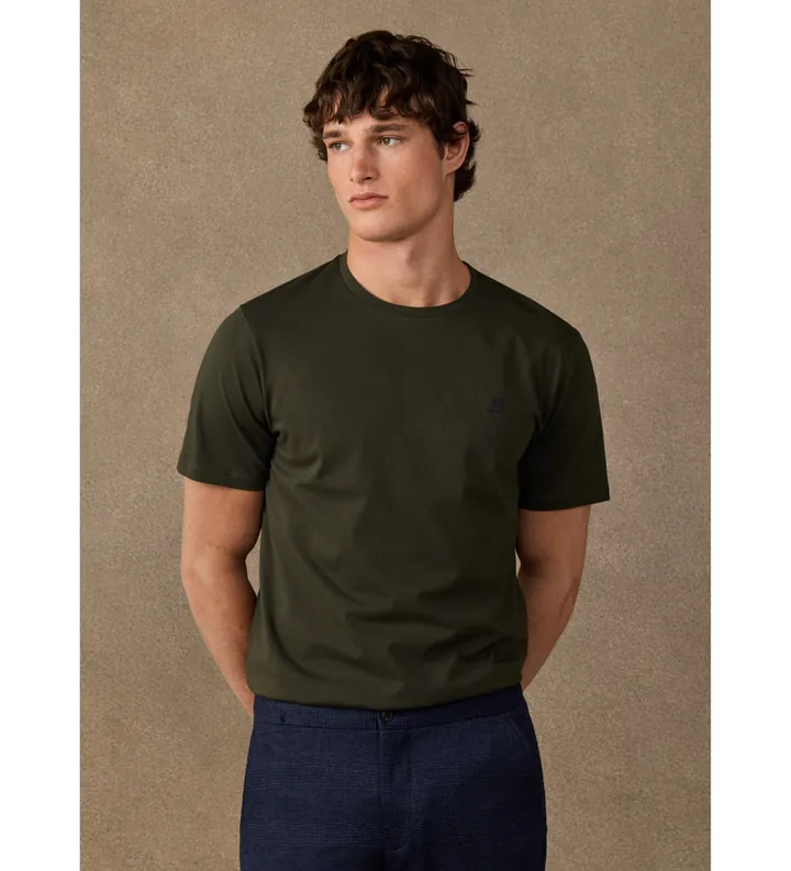 Hackett London para hombre. HM5000147 Camiseta H Small Logo verde (L), Casual, Algodón, Manga corta