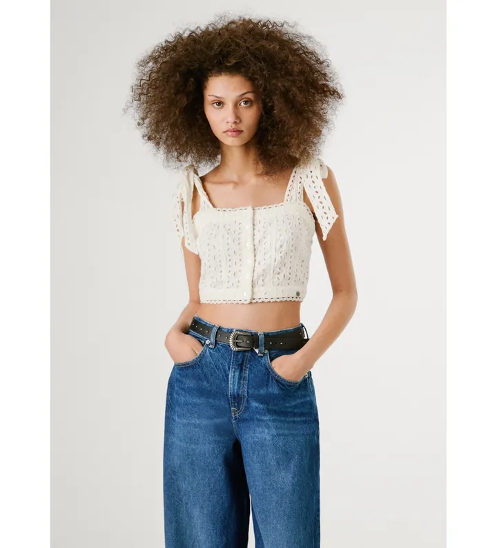 Pepe Jeans para mujer. PL305103 Top Ora blanco (S), Casual, Algodón, Sin mangas / Tirantes