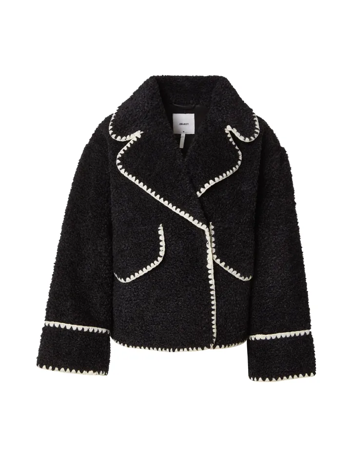 OBJECT Chaqueta de entretiempo 'Shiren' negro / blanco lana