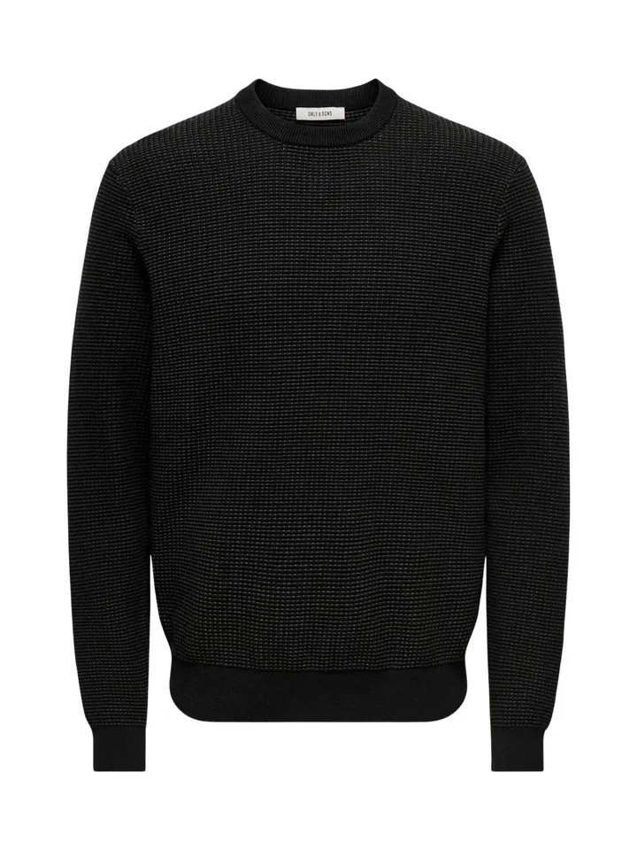 Only & Sons Jersey 'ONLY & SONS ONSDAVE REG LS CREW NECK KNIT NOOS MAGLIONCINO' negro