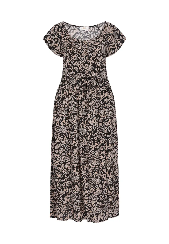 usha FESTIVAL Vestido de verano beige / negro