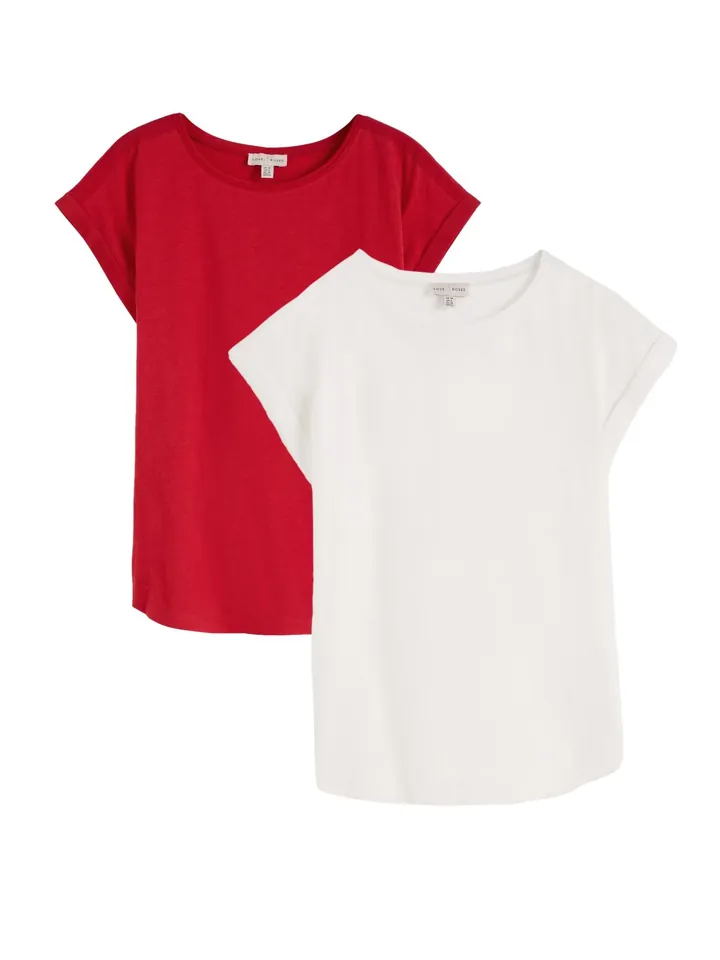 love & roses Camiseta rojo / blanco