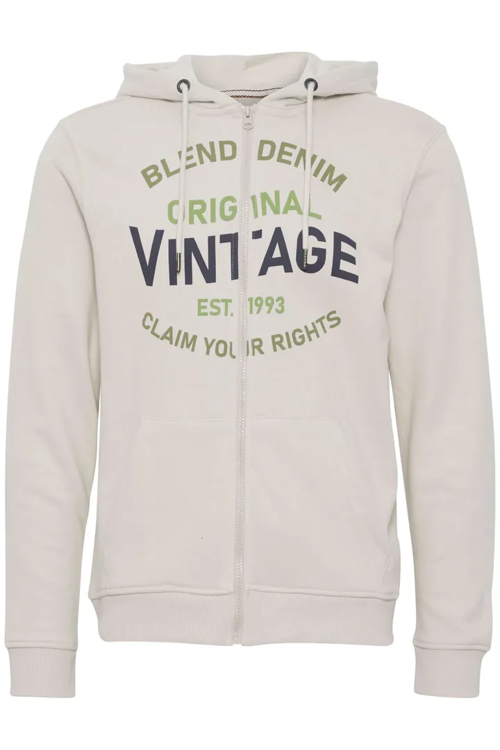 BLEND Sudadera con cremallera  gris claro / verde / negro