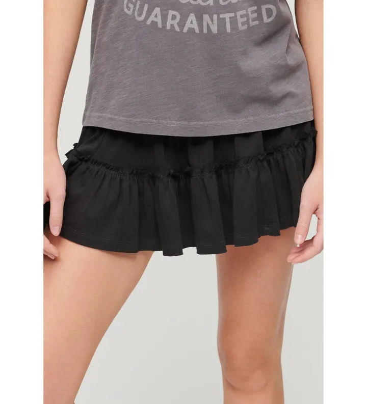 Superdry para mujer. W7210319A Minifalda de punto escalonada negro (L), Casual, Algodón