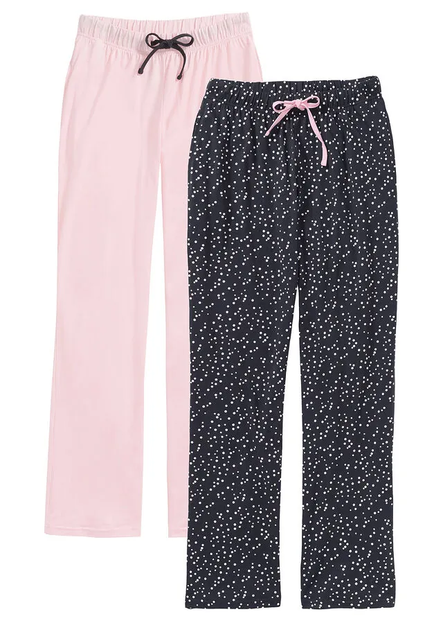 Pantalón largo de pijama de algodón orgánico puro (2 unidades)