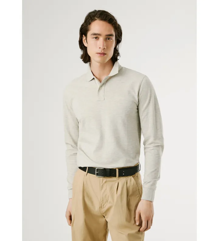 Pepe Jeans para hombre. PM542213 Polo New Oliver gris (L), Casual, Algodón, Manga larga