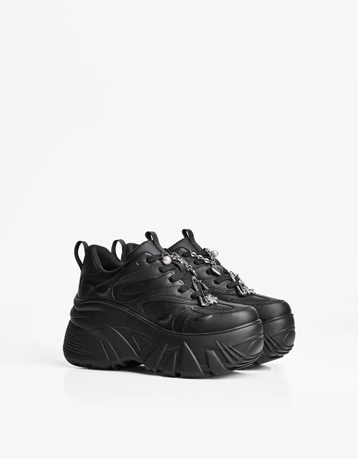 Bershka Zapatillas Plataforma Xl Mujer 34 Negro