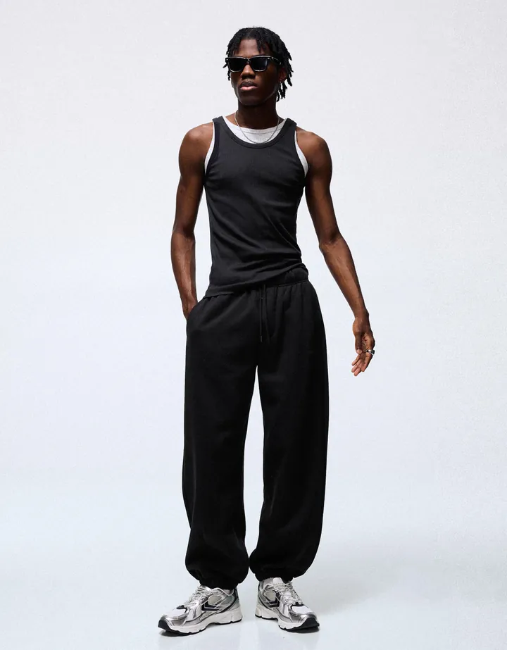Bershka Pantalón Jogger Hombre L Negro