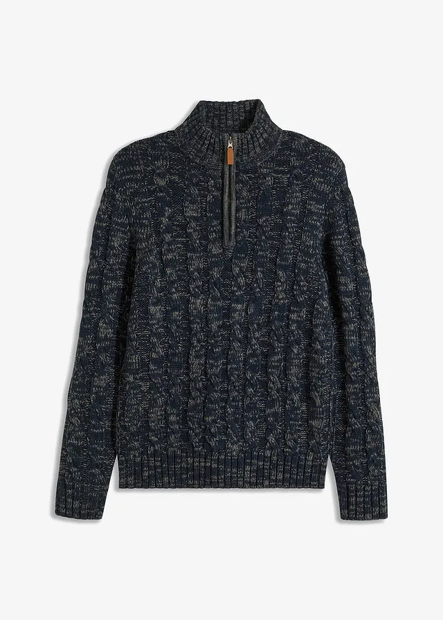Jersey troyer jaspeado con patrón trenzado
